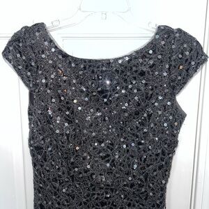 Adrianna Papell Black Sequin Evening Dress